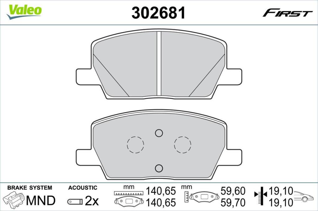 Jogo de 4 pastilhas de travão VALEO ref. 302681